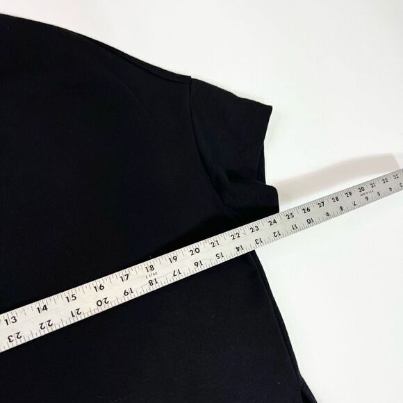 Athleta Tunic Top Womens Small Black Crew Cap Sleeve Long Side Slit Pullover - Picture 5 of 13